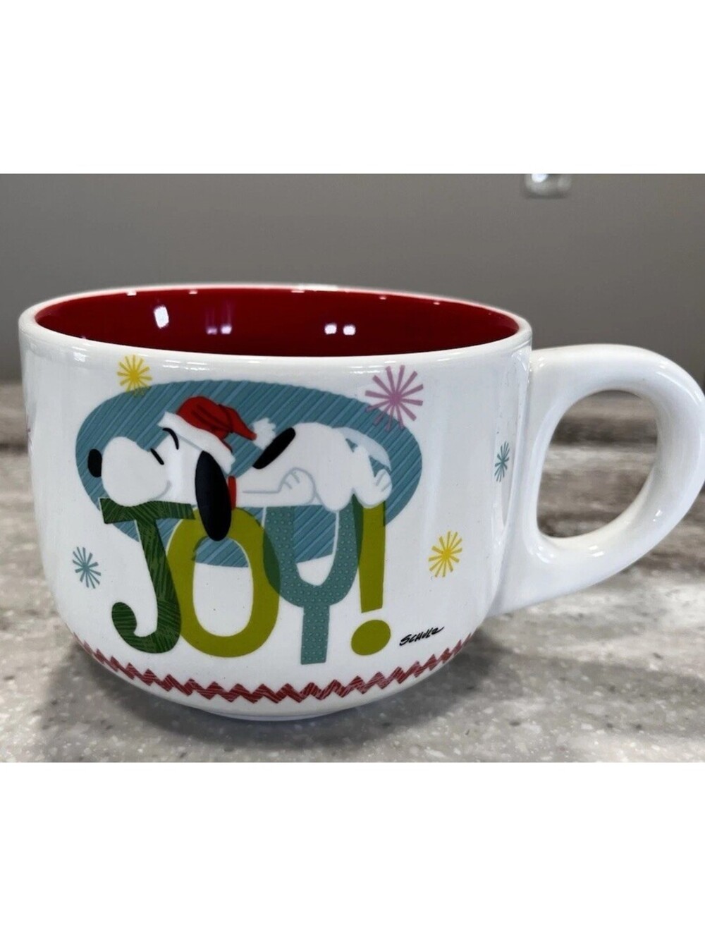 Peanuts 2022 Snoopy Ceramic Holiday Mug Oversized White & Red